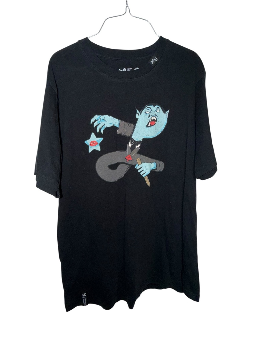 Lrg Black Tee with Blue Vampire Graphic